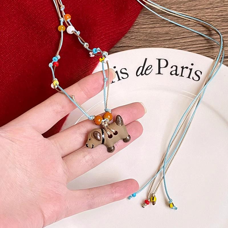 Colier Etnic Stil Ghioc de Stejar: Accesoriu de îmbrăcăminte unisex din bumbac și in țesut manual