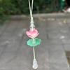 Exquisite Summer Pink Lotus Phone Charm Pendant  Simulated Flower Beaded Keychain Car Ornaments For Women Bag Decoration