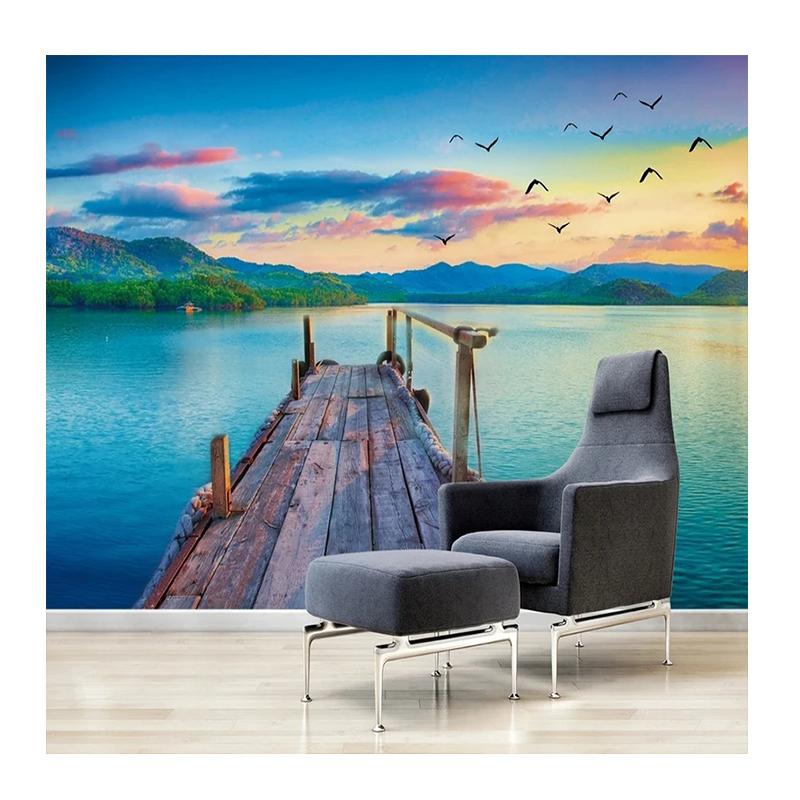 3D Wall Mural Nature Landscape Wallpaper Wooden Bridge Wall Paper For Living Room Wall Decor Fresco