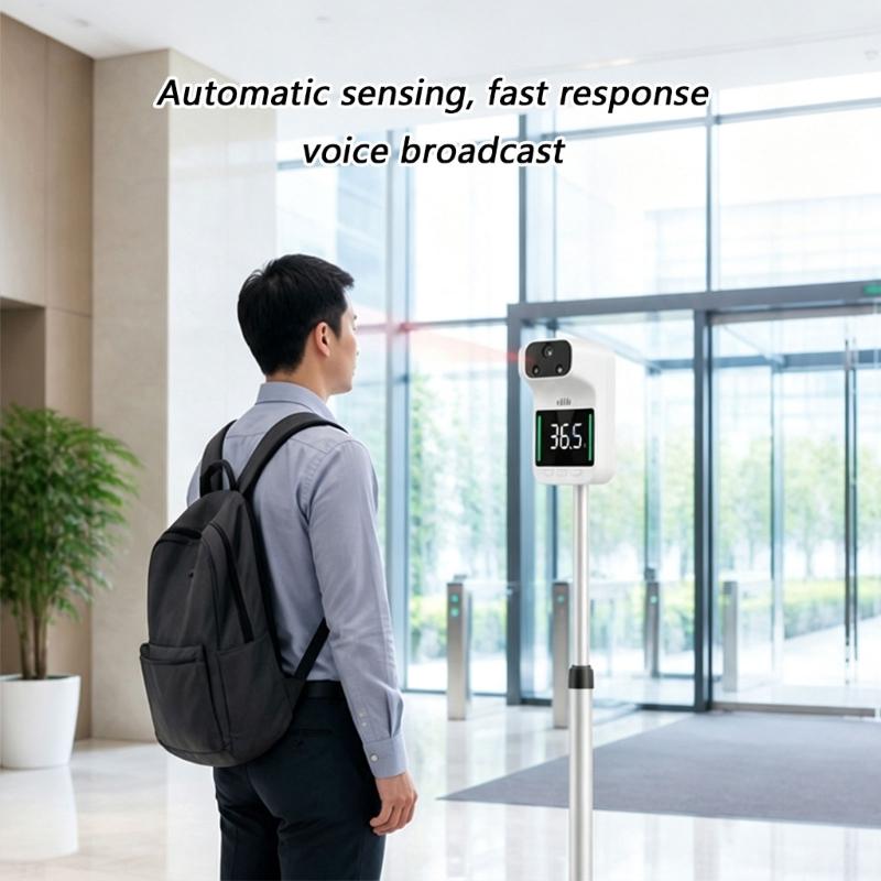 Wall Mount Temperature Reader With Screen Display, Voice Prompt and USB or Battery Operation for Office Lobby and School Entrance Use