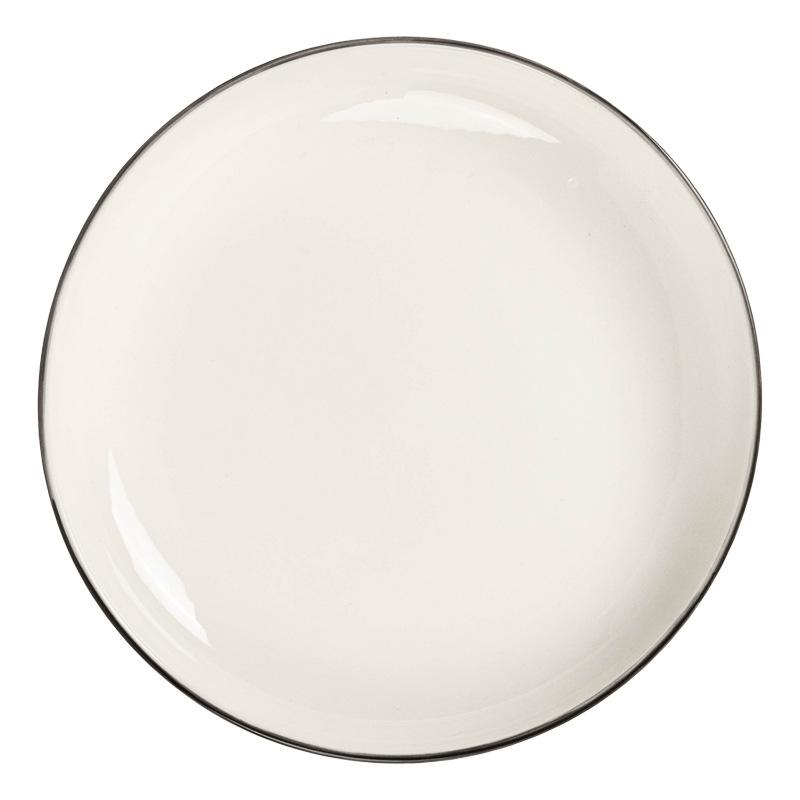 Plate Vegetable Plate Household Simple Ceramic Plate Retro Style Tableware Round Plate Dining Plate Salad Plate Breakfast Plate