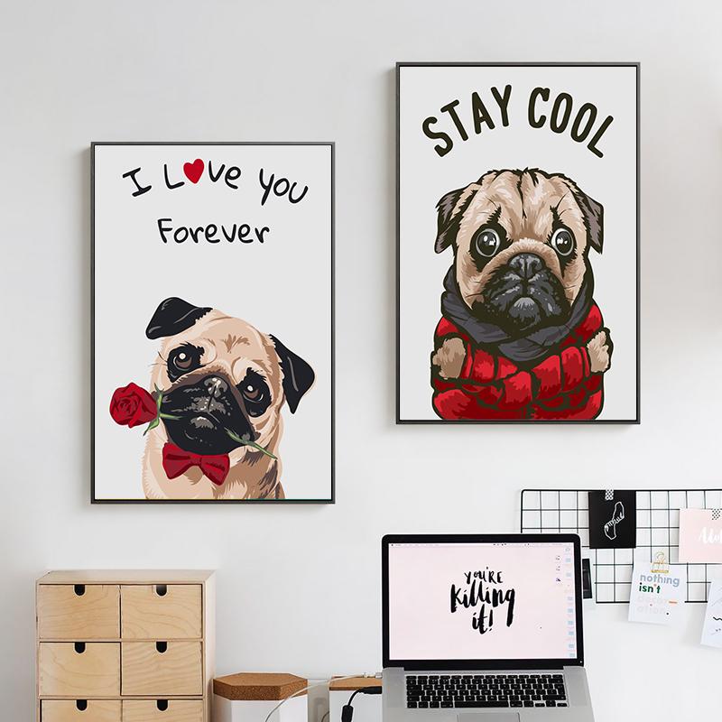 Funny French Bulldog Pug Dog Pet Posters Print Canvas Painting Stay Cool Animal Wall Picture For Living Room Home Decoration