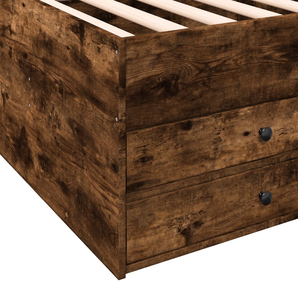 Daybed with Drawers Without Mattress Smoked Oak 90x200 Cm