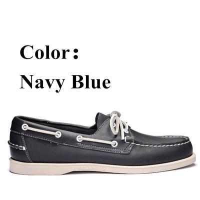 Mens Designer Shoes Men Genuine Leather Docksides Classic Navy Blue Boat Shoes For Homme Femme X146