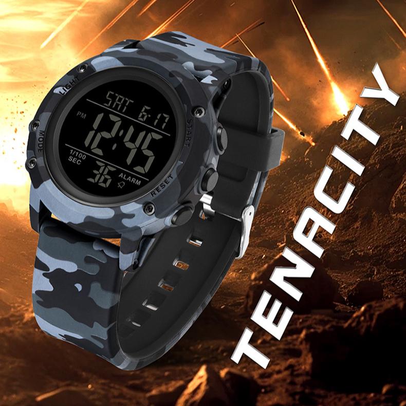 SANDA Camouflage Electronic Watch Outdoor Sports Luminous Student Military Watch Multifunction Digital Electronic Watch