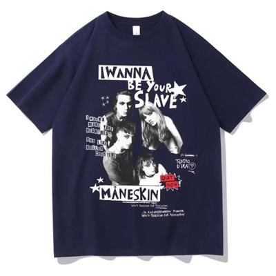 I Wanna Be Your Slave Maneskin T-shirt Italian Rock Band T Shirt Men Women Vintage Hip Hop Oversized Summer Street T-shirts Male