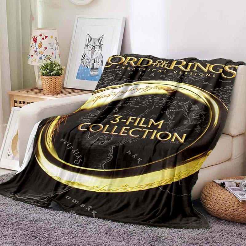 L-Lord of the Rings Movie Print Flannel Blanket Soft Warm Throw For Sofa Bedroom Home Decor Fantasy Film Fan Birthday Present
