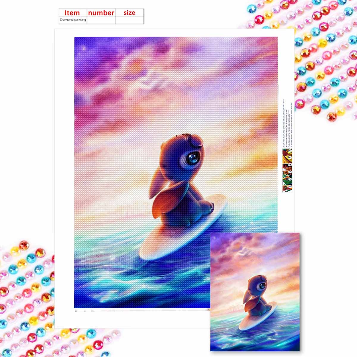 

Full Round Diamond Painting The Surfing Stitch Art Rhinestone Picture Mosaic DIY 5D Cross Stitch Embroidery Home Decoration Round 20x30cm