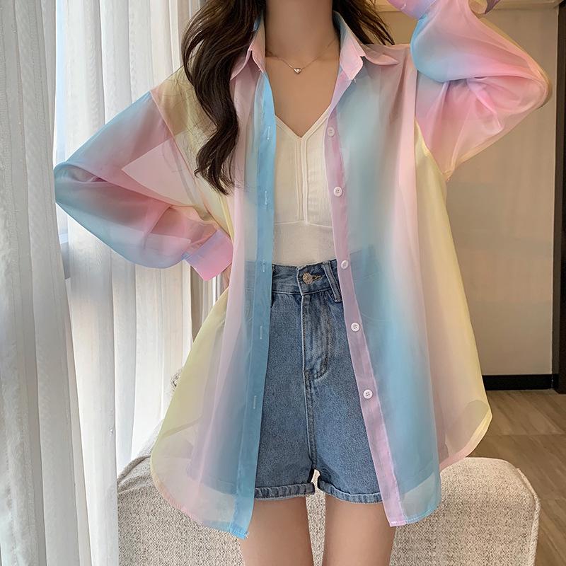 

Женская летняя куртка-рубашка из шифона с длинными рукавами и защитой от ультрафиолета 2023 года 4X Large