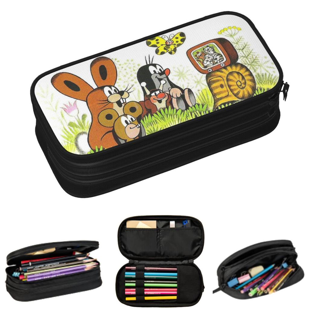 Cute Mole Krtek Cartoon Comic Pencil Cases for Students Gifts Pen Box Pencil Bag Large Storage Pencil Pouch