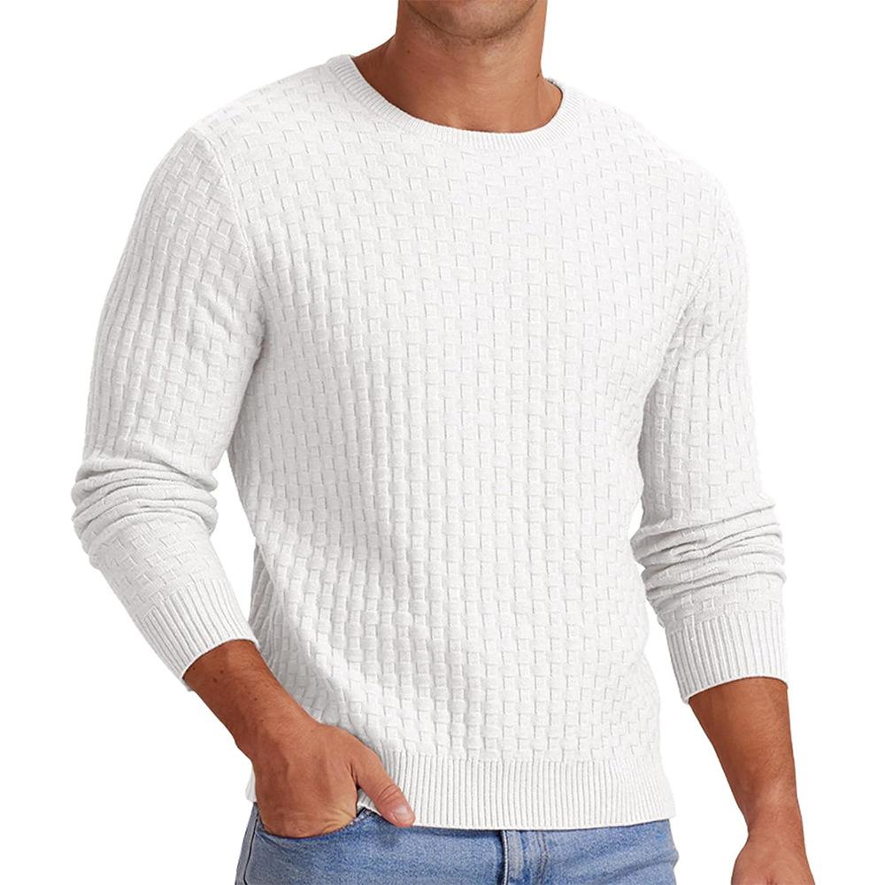 Men's Knit Sweater Round Neck Textured Pattern Casual Pullover Multi-Color Options
