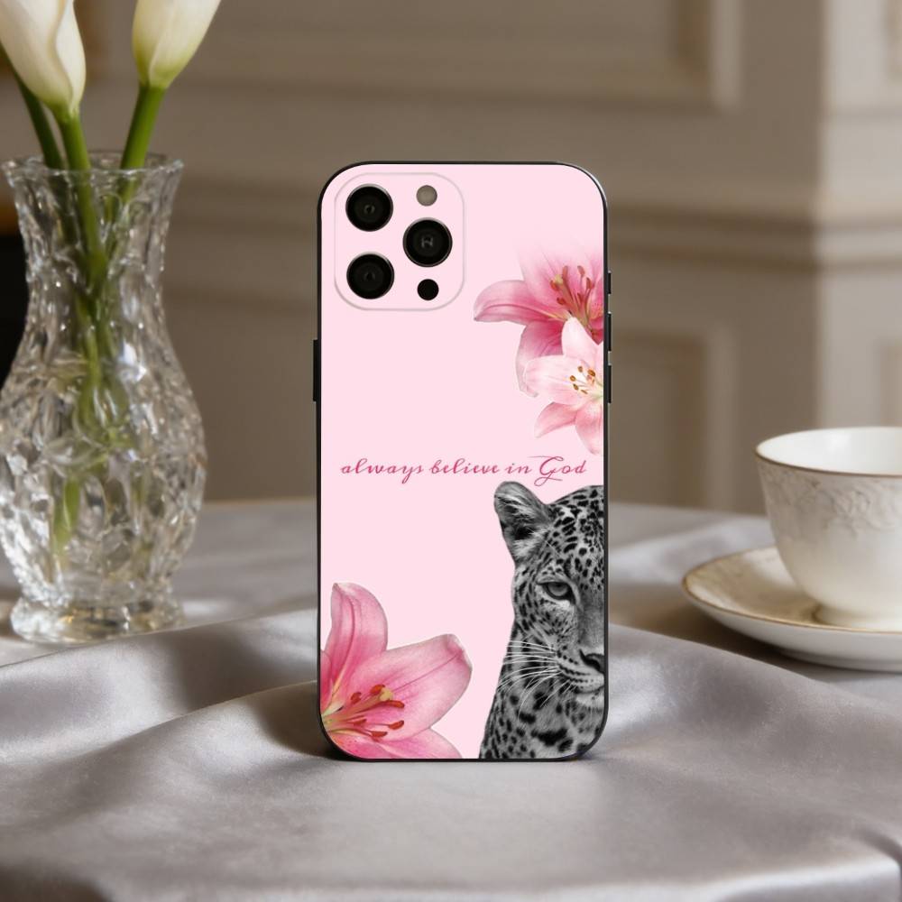 

C-Cute L-Lily L-Цветок & L-Леопард Чехол для телефона для iPhone 17,16,15,14,13,12,11 Plus,Pro Max,XS,Мягкий силиконовый черный чехол iPhone17PRO