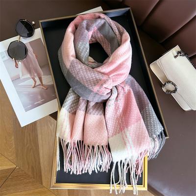Korean Plaid Knitted Cahmere Scarf Women Shawls And Wraps Female Pashmina Bufanda Lady Thick Warm Winter Blanket Stoles New