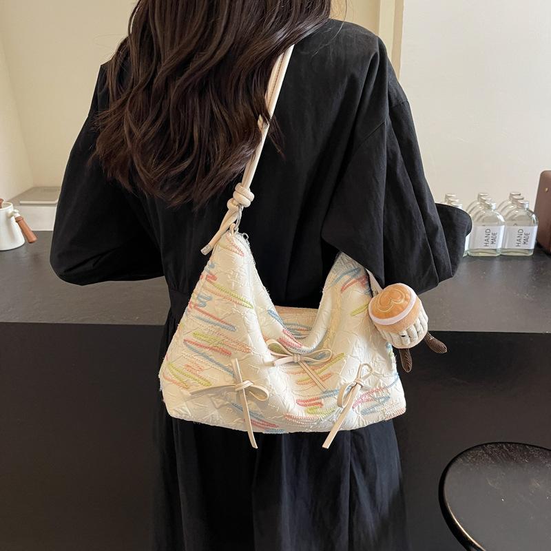 

Повседневная мягкая сумка для отдыха женская 2024 новая популярная универсальная сумка-мессенджер super fire сумка через плечо подмышку бежевый