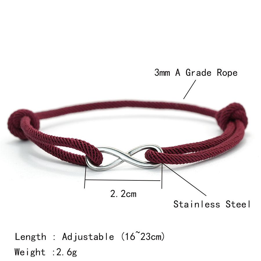 Infinite Love String Bracelet For Couple 6 Colors Available Stainless Steel Metal 3mm Milan Thread Valentine Day Accessories