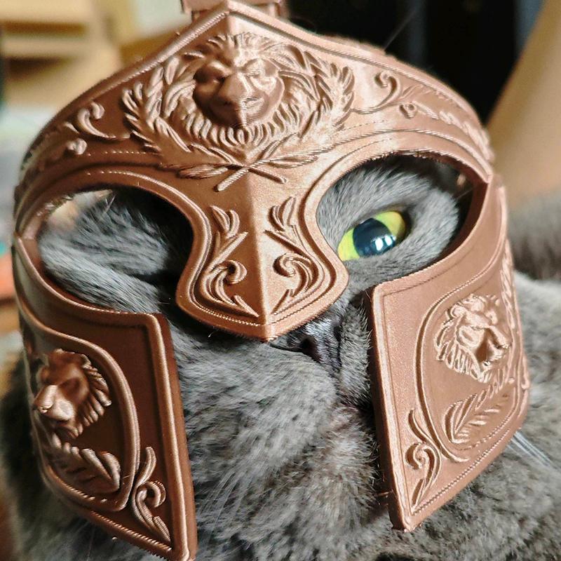 Divertido Casco de Gato Estilo Guerrero Romano Accesorios para la Cabeza de Mascotas Suministro para Mascotas Cosplay de Mascotas Accesorios para Fotos Ligero Duradero Impresión 3D Casco Seguro para Mascotas