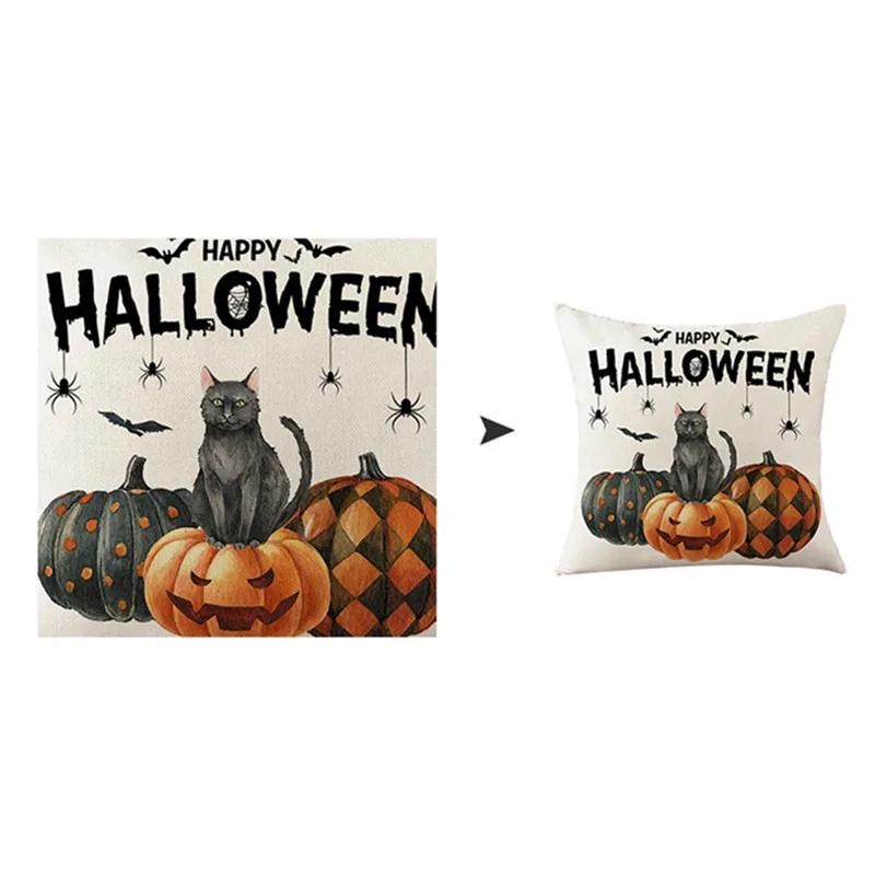 45x45cm Halloween Party Decorative Pillow Caser Sofa Linen Pumpkin Printed Cushion Cover Home Living Room Decor