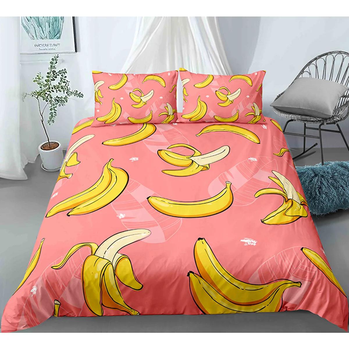 

Comforter Yellow Banana Sweet Tropical Fruit For Children Adult Vegetarian Polyester Bedroom Decoration Queen Size Comforter (quilt)-EU Single(135*200cm)3pcs