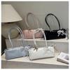 Simple Solid Color Pu Shoulder Bags for Women Sweet Bow Thread Design Ladies Underarm Bag Casual Versatile Female Pillow Handbag