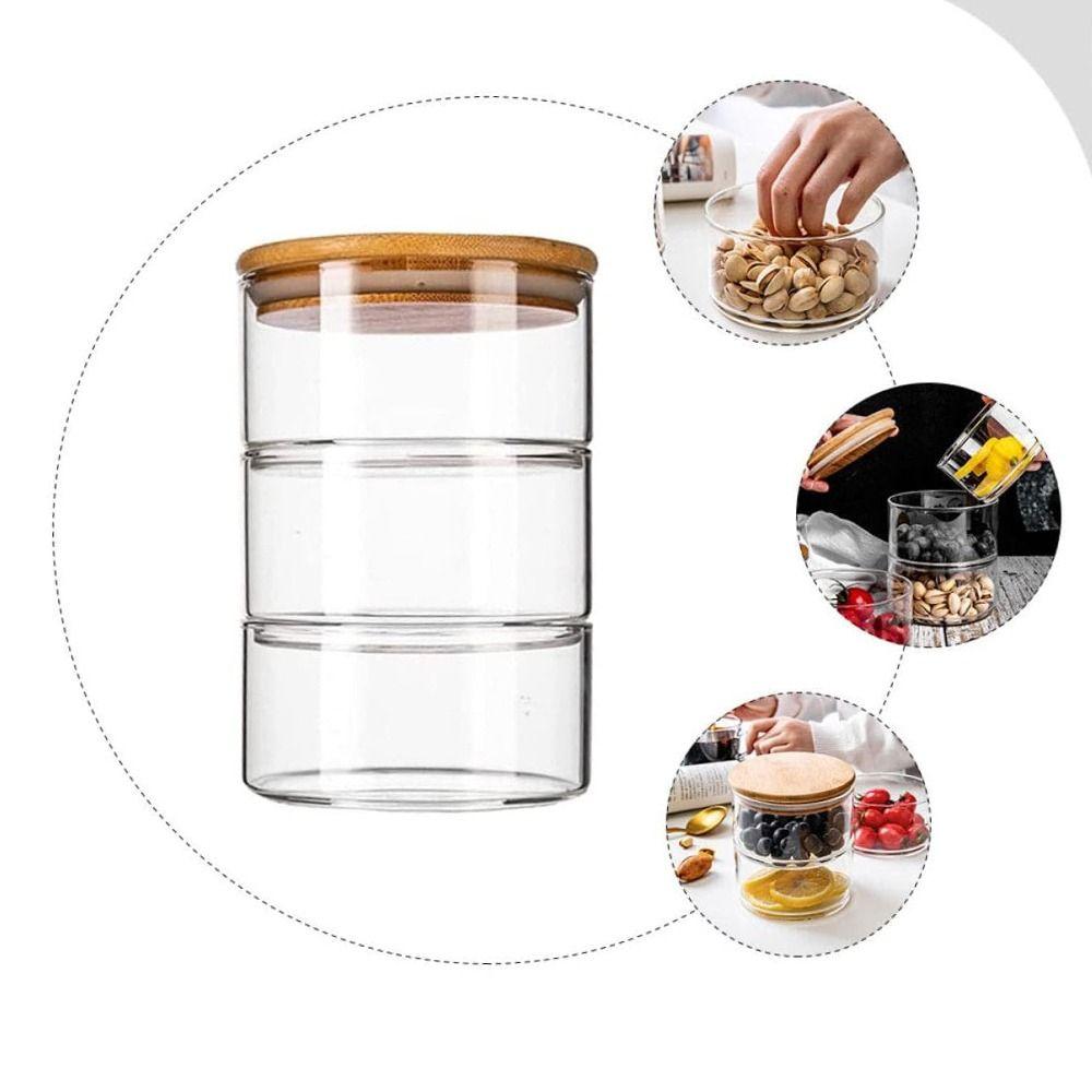 Durable Fresh Salad Bowl Bamboo Cover Airtight Snack Bin Elegant Glass Container  Home