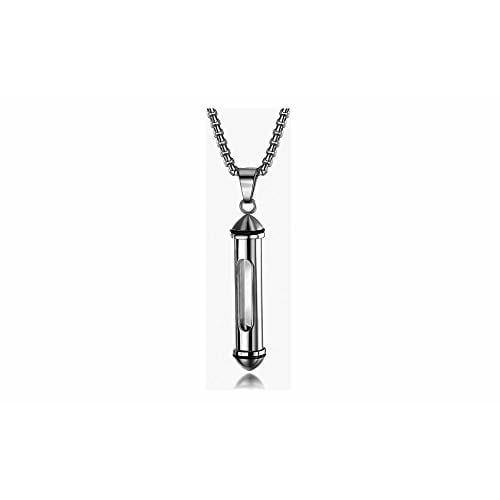Rockyu Women's Silver Memorial Necklace with Detachable Perfume Bottle Pendant, Titanium and Glass, Perfect for Keeping Ashes, Memorial, and Mementoes