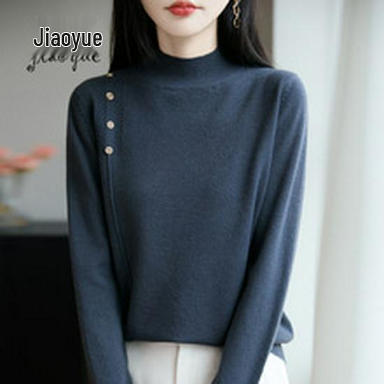 Women's Round Neck Knit Cardigan - Korean Style Loose Sweater, Garter Stitch Outerwear for Spring and Autumn