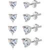 Hypoallergenic Silver Stud Earrings for Women Cubic Zirconia Halo Round Heart Square Diamond Large Silver Stud Set Earring