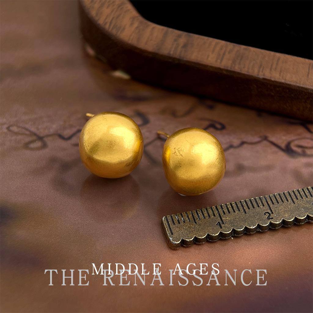 Французские Ретро Матовые Серьги-гвоздики с брашированной поверхностью Геометрические Полукруглые Серьги Серьги Женские