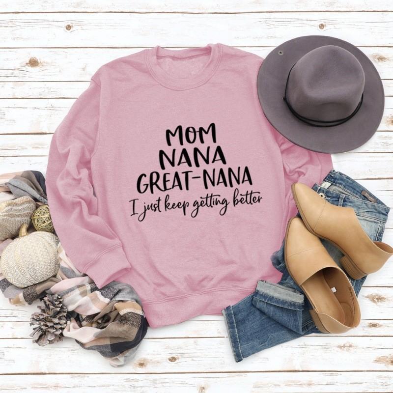 TOP MOM NANA GREAT NANA European and American alphabet fashion crew neck long-sleeved sweater independent station