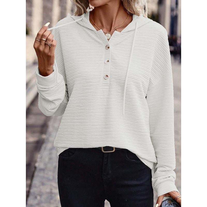 YYFS Women's Fashion Casual Spring Autumn Solid Color Print Long Sleeve Hooded Blouses & Shirts