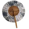 Japanese Style Folding Fan Bamboo Round Windmill Fan Portable Hand Fan for Cosplay Anime Daily Use and Outdoor Carrying