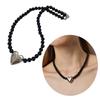 Black Beaded Necklace Heart Pendant Choker Chain Necklace Beads Choker Party Accessories Gift for Men Women Girlfriends