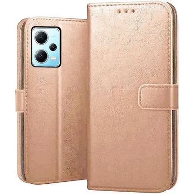 Protective Case - E.F.CONNECTION - Redmi Note 12 Pro+ - Synthetic Leather Flap - Golden