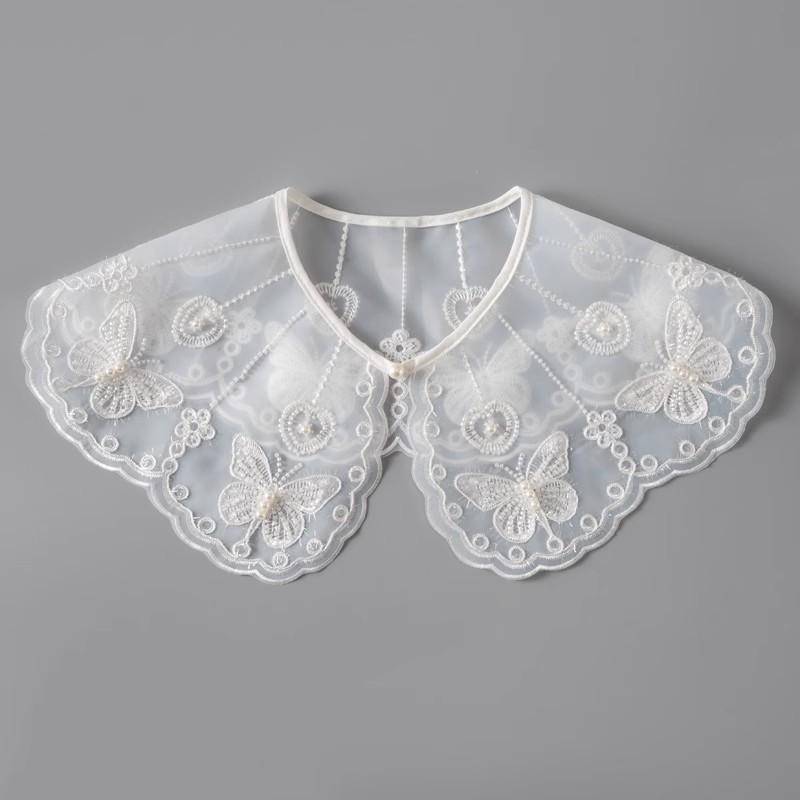 Perfect Match Pink Women Scarf Shawl Detachable Collar Tie Necklace Embroidery Lapel Fake False Collar Woman Lace Tie Neckwear Nep Kraagie