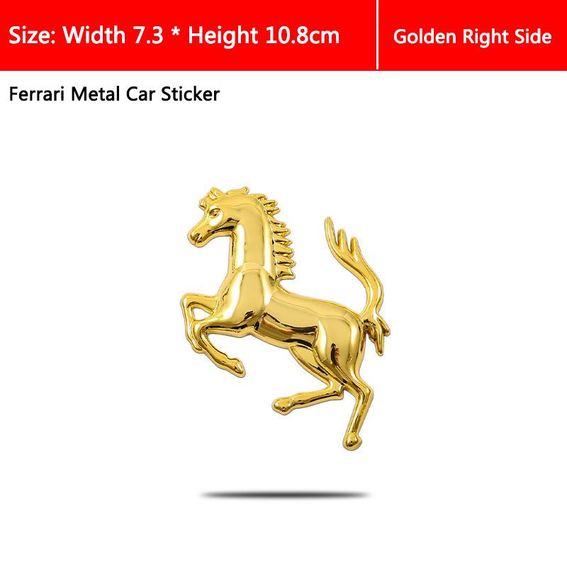 

New 3D Aluminum Sticker Car Personalized Stickers Auto Body/Side/Tail Badge Emblem Sticker for Ferrari Metal Horse Logo Modified 7.3x10.8cm&1pc