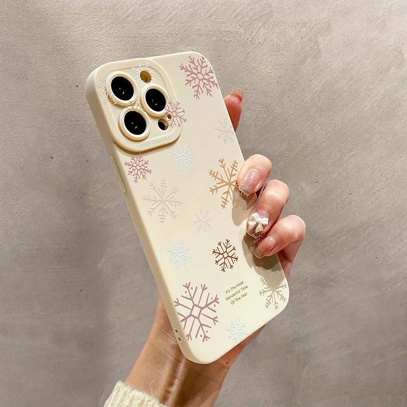 Pastel Snowflake Winter Wonderland Art Phone Case for iPhone 17 16 15 14 13 12 11 Series Pro Max Plus Double Layer Protection
