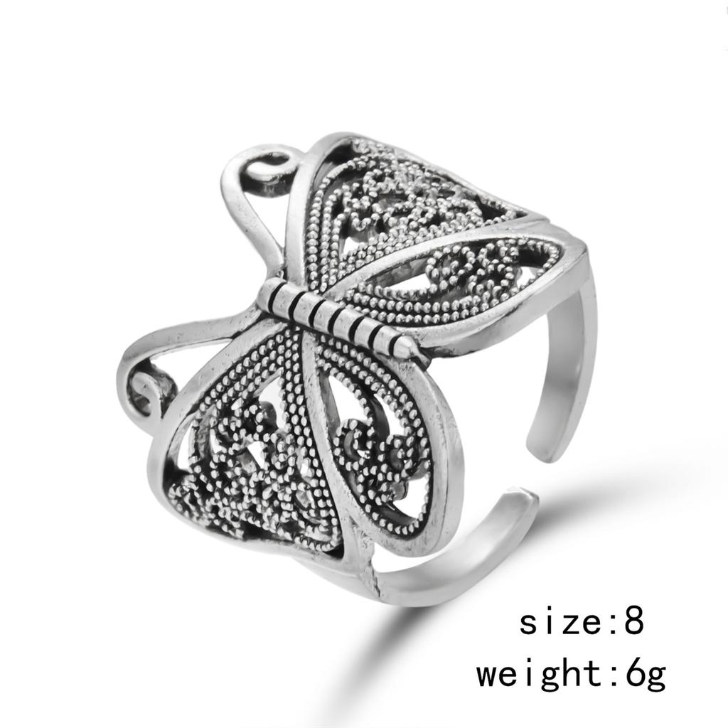 Retro Boho Vlinderring Voor Vrouwen Mode Zilverkleurig Uil Engelenvleugel Kat Dier Onregelmatige Openingsringen Vintage Sieraden Cadeau