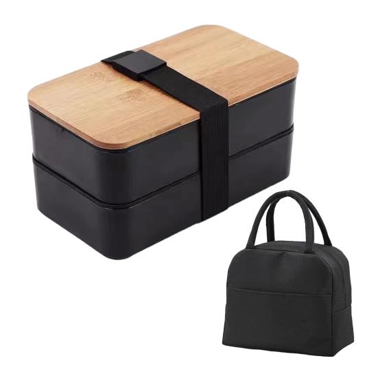 Japanische Bento-Lunchbox für Erwachsene, auslaufsicherer Lunchbehälter mit Bambusdeckel, 4 Utensilien, Essensvorbereitung, Bento-Box zur Portionskontrolle
