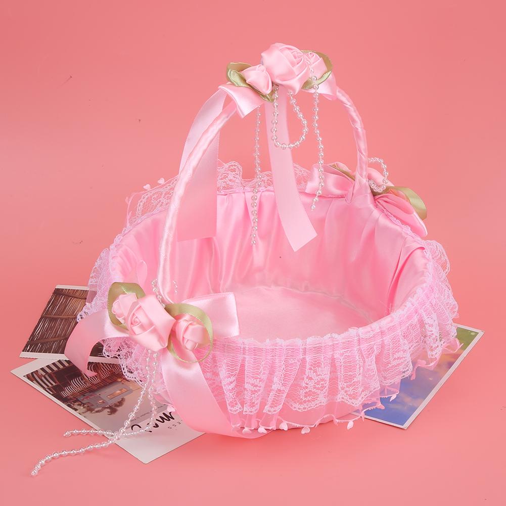 Bärbar Bröllopsspets Blombukett Korg Behållare Fest Ceremoni Tillbehör Dekoration