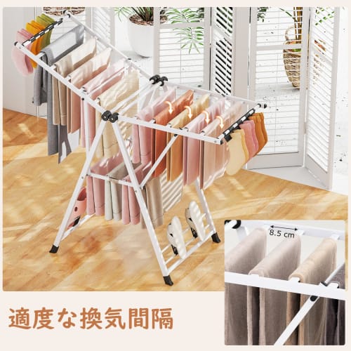 COSTWAY Folding Clothes Drying Rack, No Assembly Required, Indoor Clothes Drying Rack, 141cm Wide X 141cm High, Includes Shoe Rack, Flat Drying Suppor