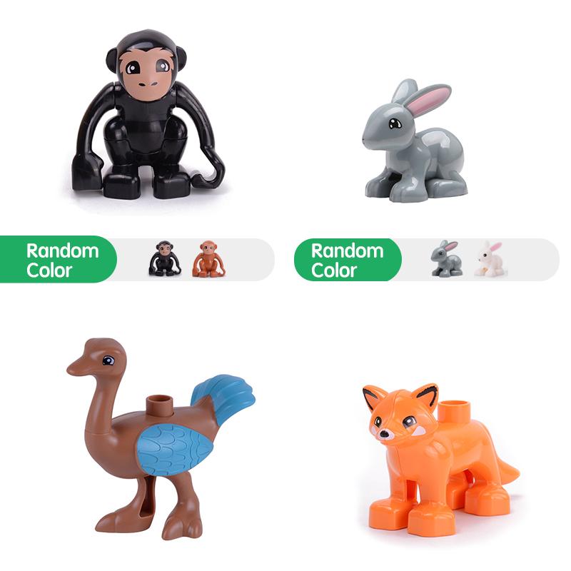 Big Building Blocks Marine Farm Animal Cat Dog Accessories Lion Shark Compatible With Duploed City Education Children Gift Toys