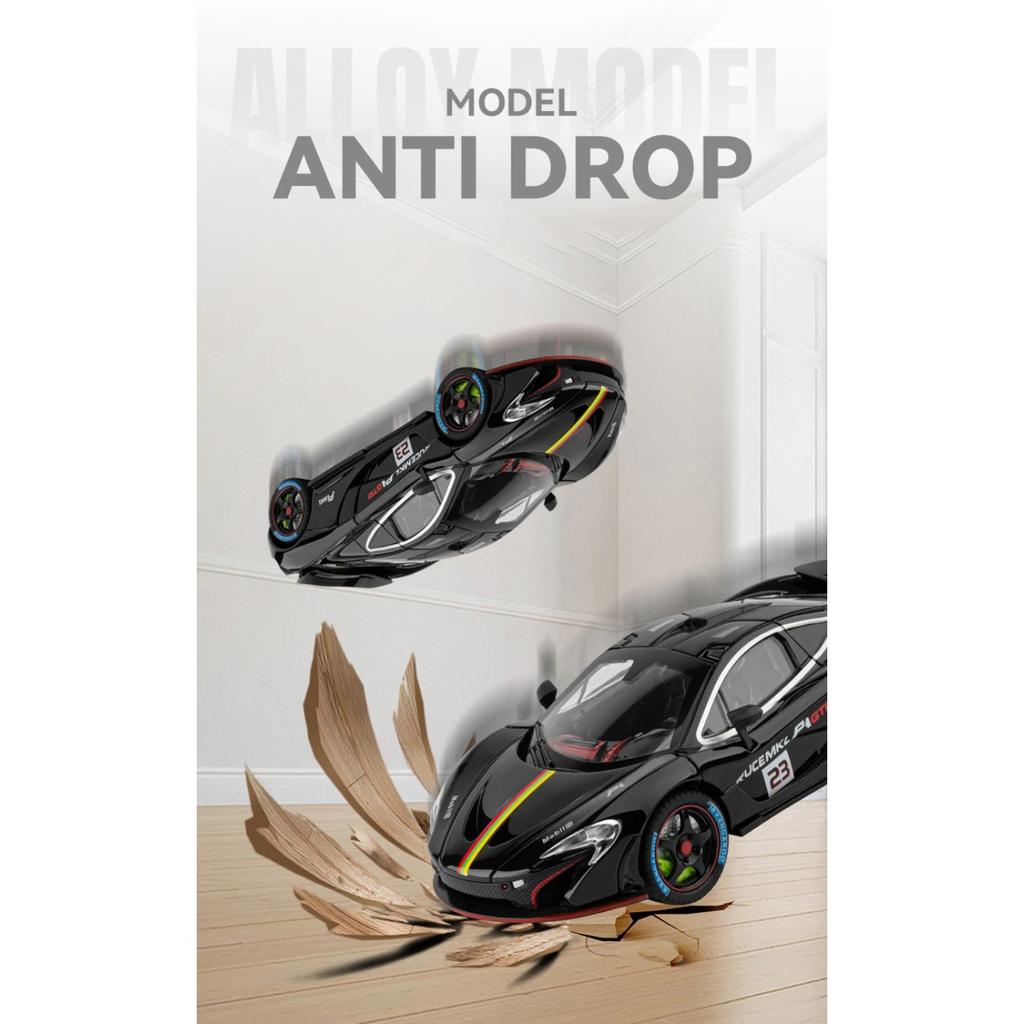 1/24 McLaren P1 GTR Supercar Alloy Diecast Model Car Sound and Light Pull Back Children's Toy Car Classic Ornaments Collection