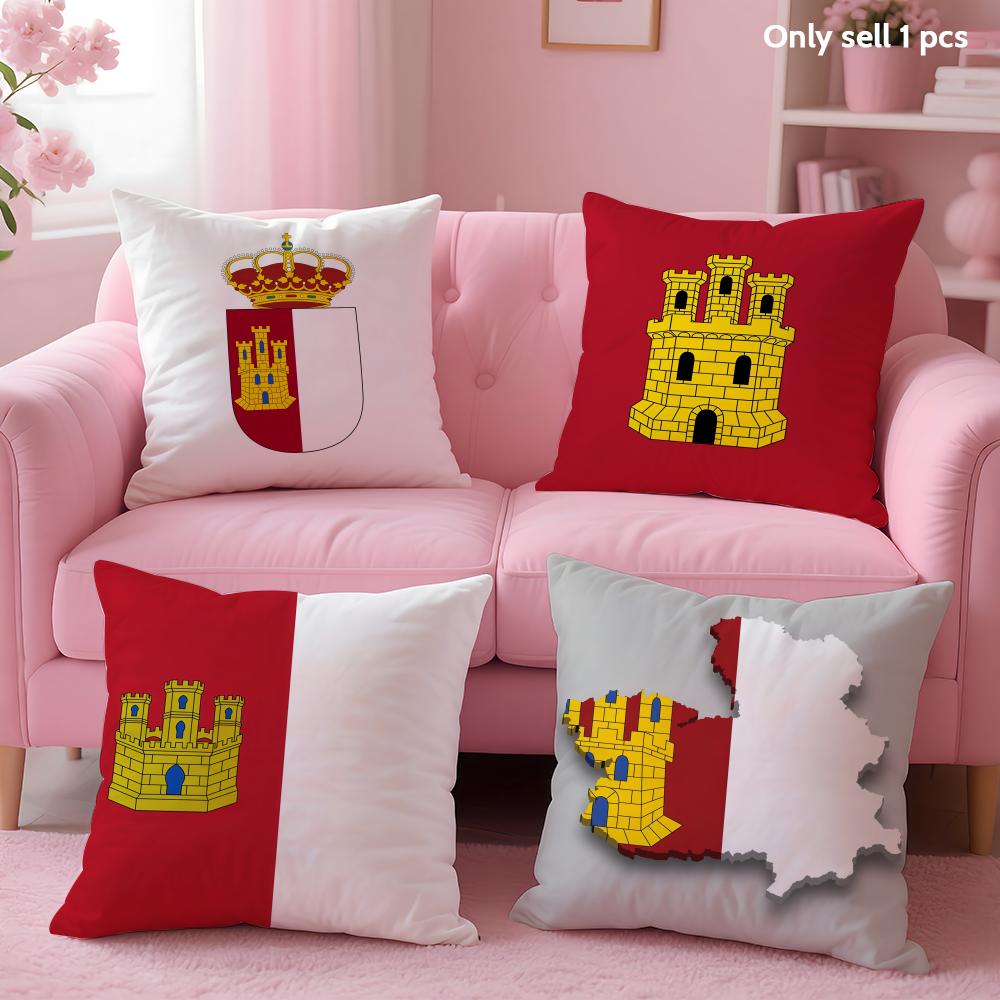 Castile La Mancha Spain Cushion Cover Soft Short Plush Double-Sided Printing Home Decor Machine Washable Pillow Case Gift