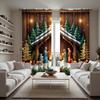 2 Pieces of HD Digital Yellow Curtains Tied Under the Christmas Tree Home Decoration Style Decoration Living Room Bedroom Wear R