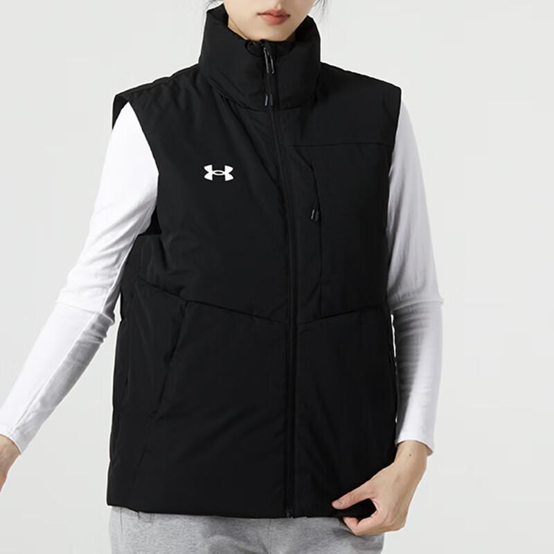 Under Armour Solid Color Stand Collar Outdoor Running Casual Down Vest Knitted Sports Pants Set Men Activewear 23600803-001+23600703-001