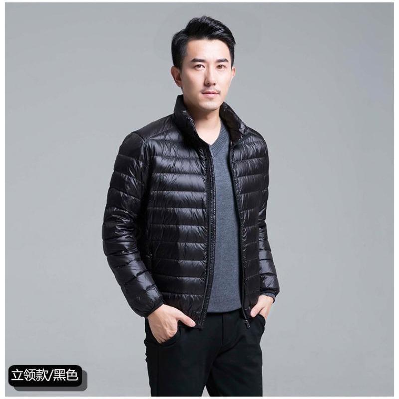 

Spring and Autumn Light Down Jacket Men s Short 2025 Stand Up Collar Large Size Loose Casual Warm Light Jacket Cotton Jacket M чорний
