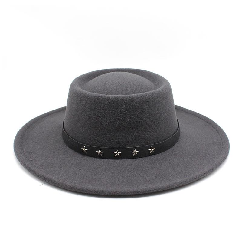 2022 Woolen Hat Women Spring And Autumn French Top Hat White Flat Edge Wide Brim British Men