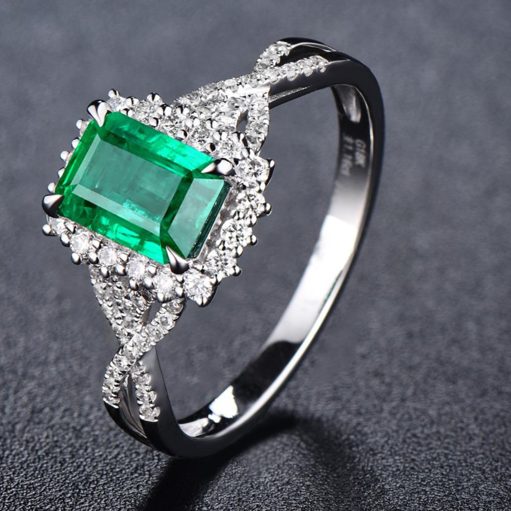 Emerald Cut Square Princess Ring for Women Fashion Open Engagement Ring Vintage Style Jewelry Gift 6