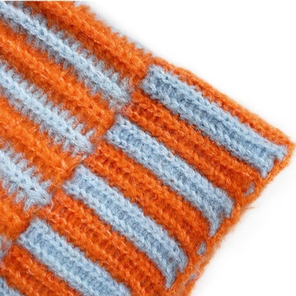 Bonnet Tricoté Rayé Bonnet Pull-Over Anti-Froid Chapeau Chaud Tendance Automne Hiver