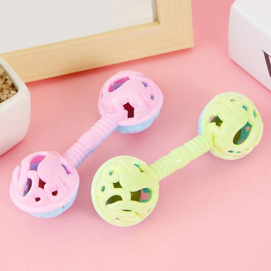 Dual Bell Baby Rattle Toy Soft Grip Shaker with Bell Sound